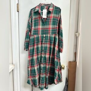 NWT BloomChic Plaid Button Maxi dress with pockets